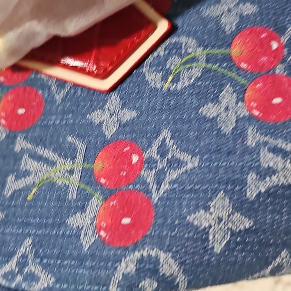 CUTE DENIM BAG Large SPEEDY Denim Cherries LV X TM MURAKAMI - Picture 16 of 17